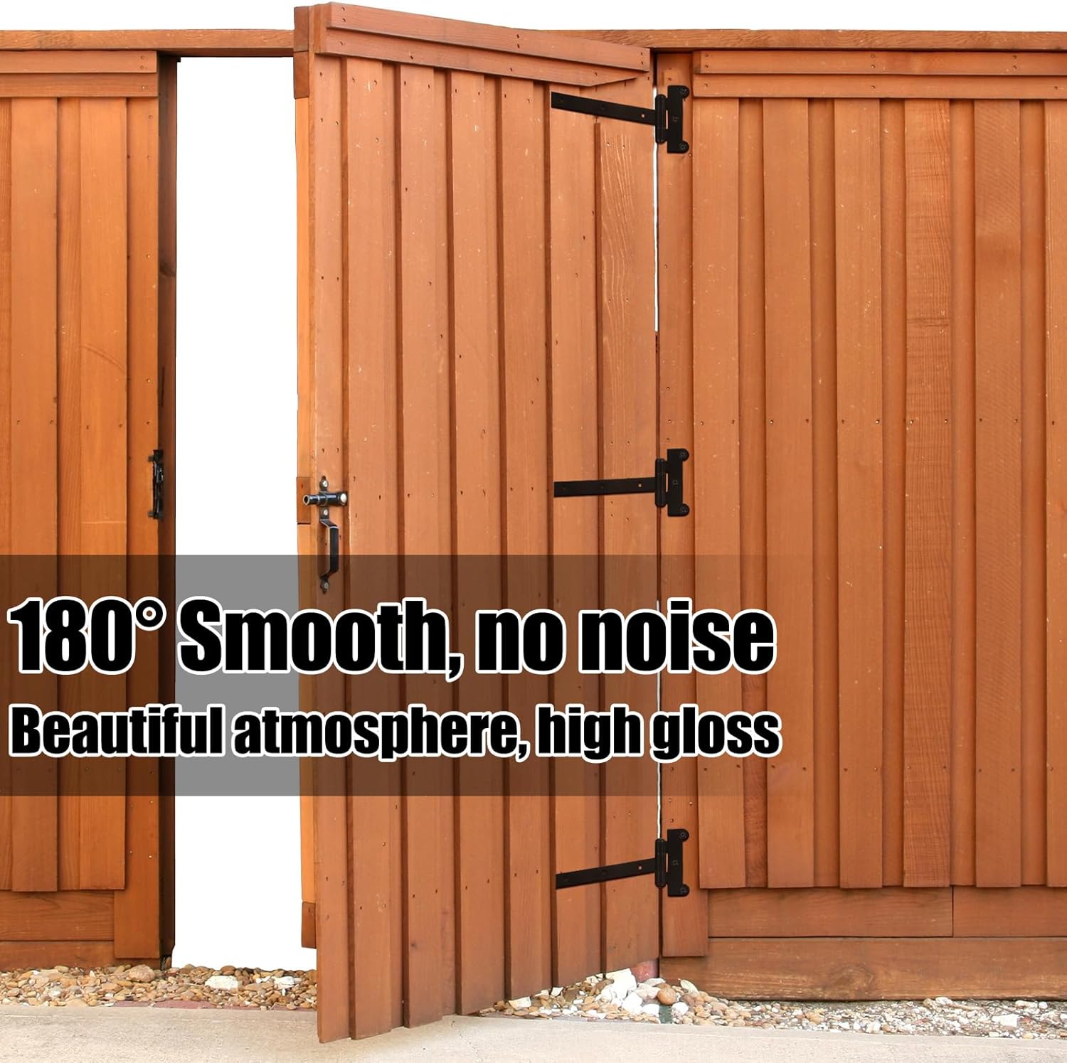 Moxweyeni 12" Black Powder Coated T-Strap Gate Hinges Heavy Duty Door Shed Barn Gates Hinges with 24 Mounting Screws 4 mm Thick Carbon Steel Construction with Powder Coating Matte