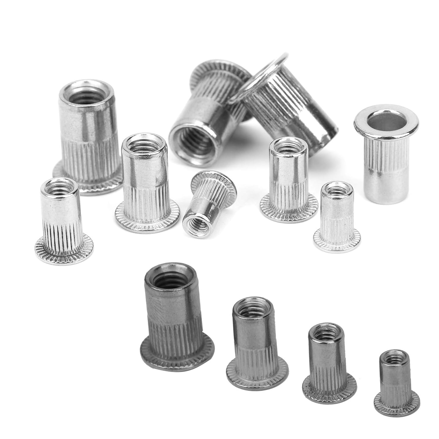 200Pcs Stainless Steel Rivet Nuts Kit | M3 M4 M5 M6 Nut Inserts for Metal Plates/Pipes/Furniture | High - Hardness Oxidation Prevention Fasteners for Automotive/Electronics /