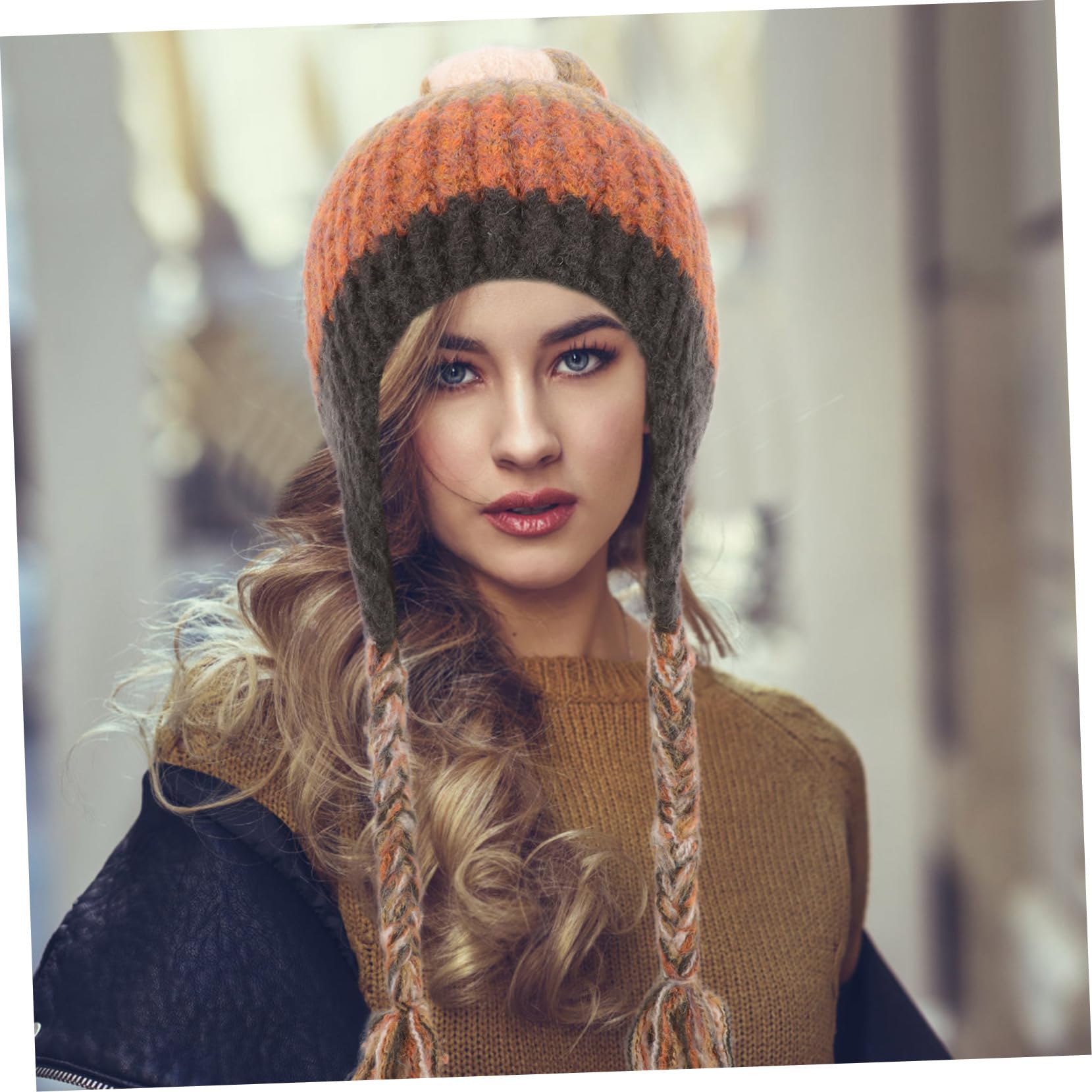 BESTYASH 5piezas Gorro De Punto Para Mujer Con Protección De Orejas Gorro Decorativo Con Trenzas Para Invierno