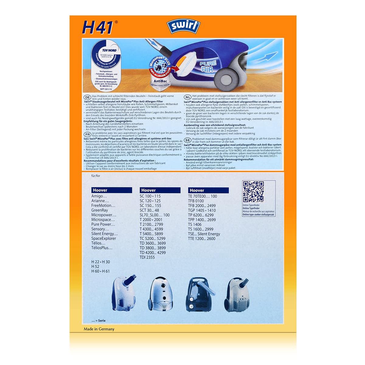 Swirl Sacchetti Per Aspirapolvere MicroPor Plus H41 - Foto 1