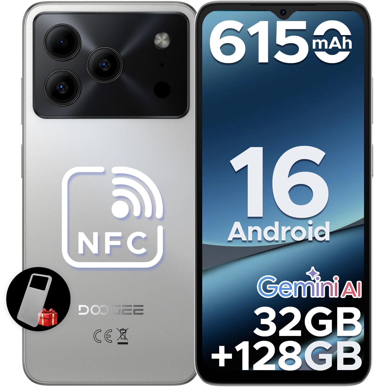 Note 56 Pro Smartphone Android 16, 32GB+128GB/2TB, 6150mAh Batteria, UNISOC T7225 Telefono, 6.56" HD+90Hz, 13MP+8MP Cellulare, NFC/Widevine L1/Face Unlock, Naturali