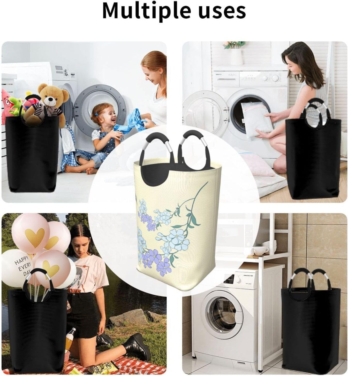 Fresh Orchids Foldable storage bag, 50L capacity, suitable for laundry room, dormitory bedroom, dirty clothes storage basket.