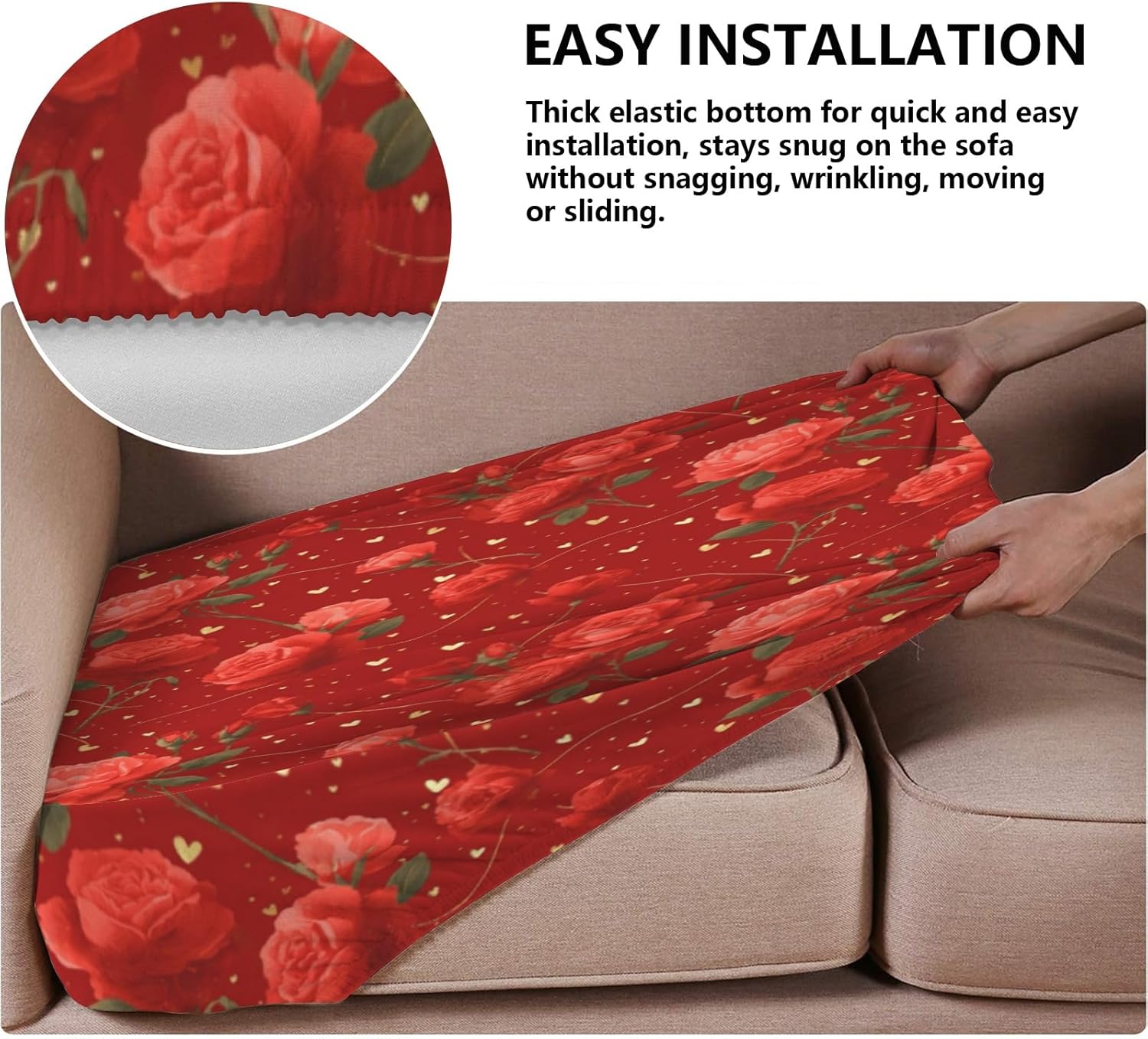 Sweet Berry Art Flower Loveseat Covers Couch Covers for 2 Cushion Couch, 2-Piece Stretch Sofa Slipcovers Anti-Slip Washable Furniture Protectors for Dogs Pets