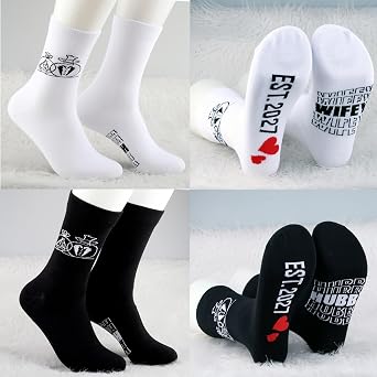 MBMSO Couples Socks Set Newlyweds Gift Socks Hubby and Wifey Est. 2026 Wedding Gift for Bride and Groom Socks Engagement Gift