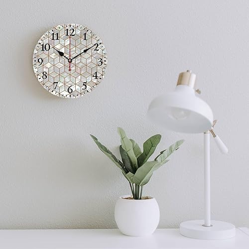 Miniatura 5 de Mvirnsw Reloj de pared con azulejos de nácar y madre, funciona con pilas, silencioso, sin tictac, relojes redondos de madera decorativos para baño,