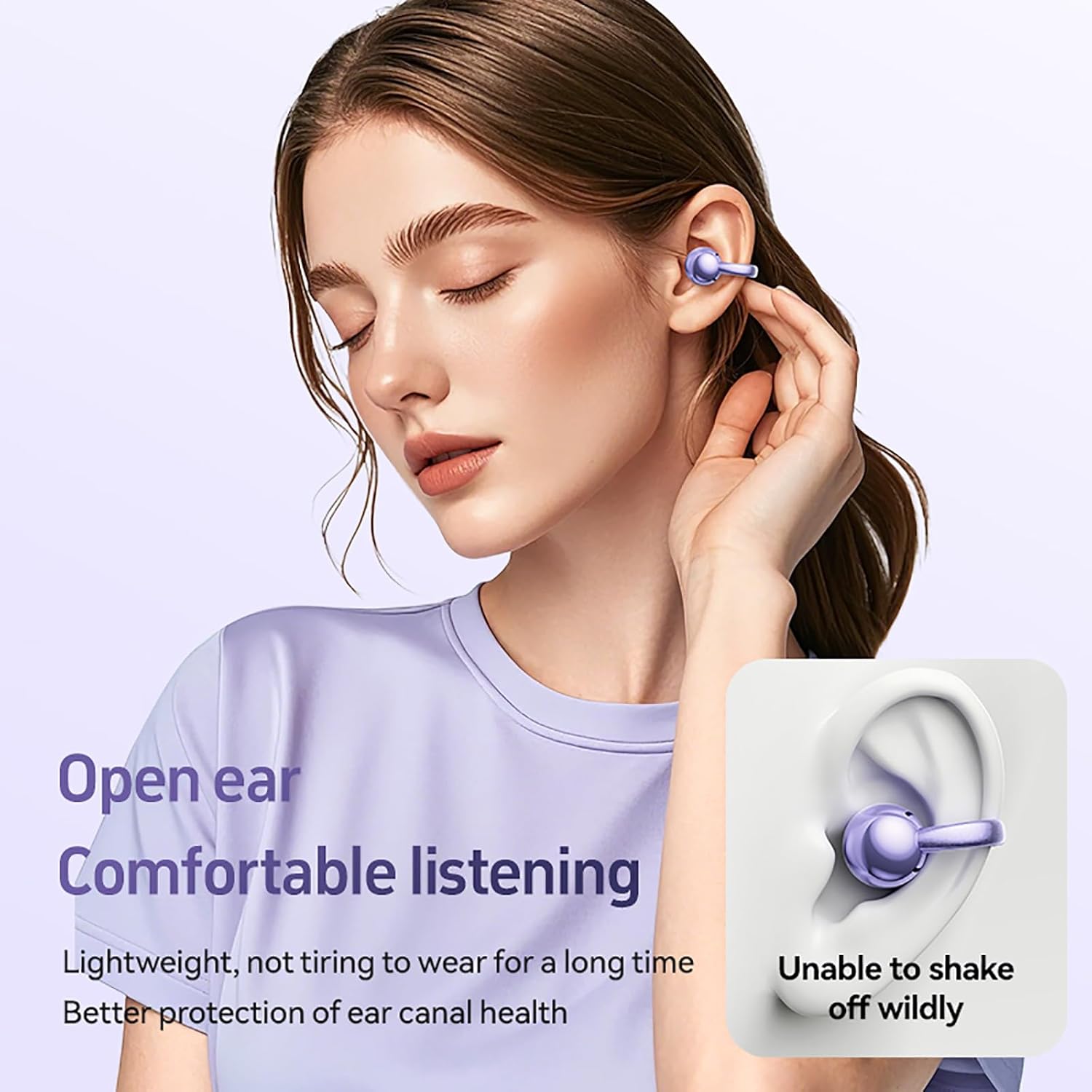 Clip on Earbuds for Small Ears, Open Ear Wireless Bluetooth 5.4 Headphones, 40H Playtime Air Conduction, Comfort Fit for Glasses, Waterproof Sport Ear Buds with Digital Display & MIC - Image 5