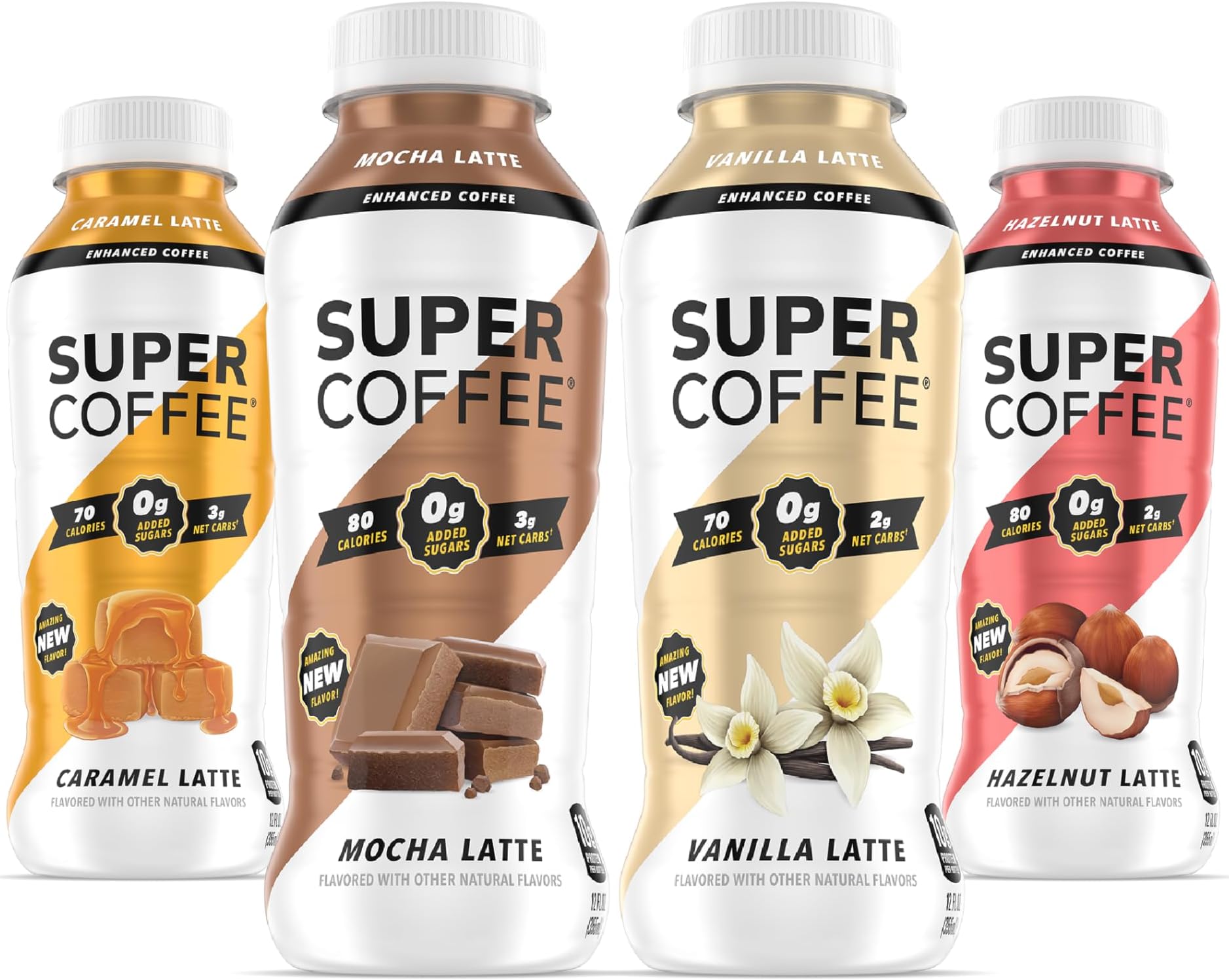 Super Coffee, Keto Protein Coffee (0g Added Sugar, 10g Protein, 80 Calories) [Variety Pack] 12 Fl Oz, 12 Pack | Iced Smart Coffee Drinks - LactoseFree, SoyFree, GlutenFree