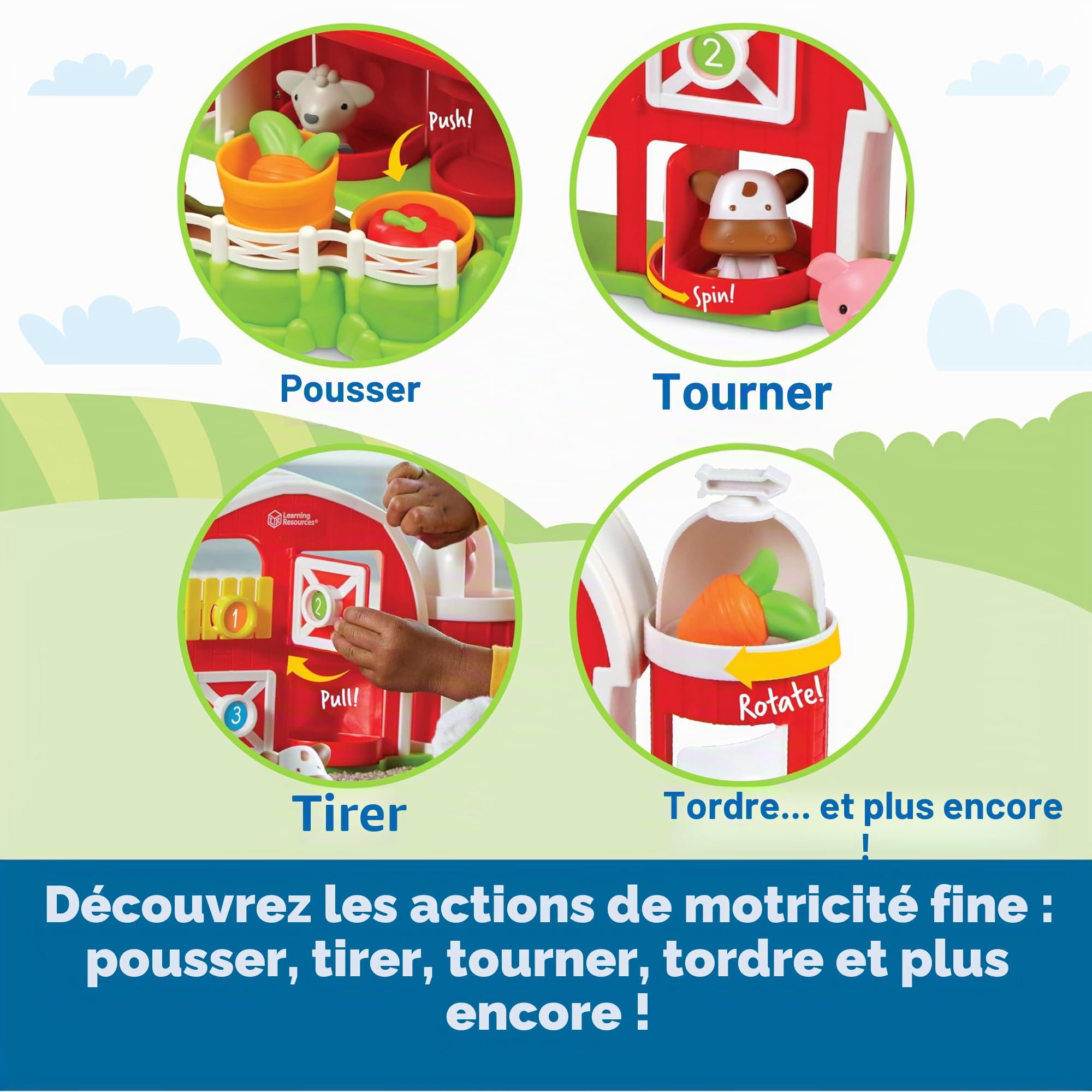 Learning Resources Jeu pédagogique de la Ferme Peekaboo, Jouet de la Ferme pour Tout-Petit, Jeu pour l'imagination, Jouet Mixte dès 18 Mois