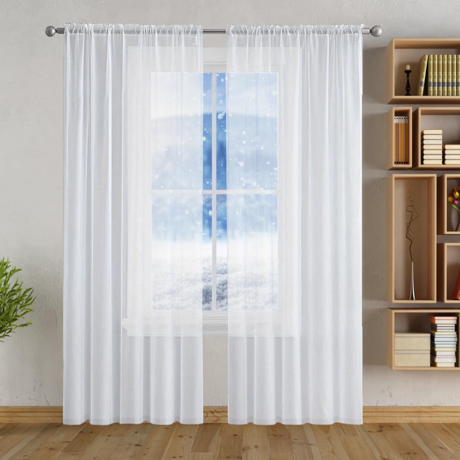 2-częściowy zestaw półprzezroczystych zasłon 175 x 120 cm, białe, przezroczyste zasłony do salonu, okna, drzwi tarasowych, elegancka dekoracja domu, idealna do opatrunków