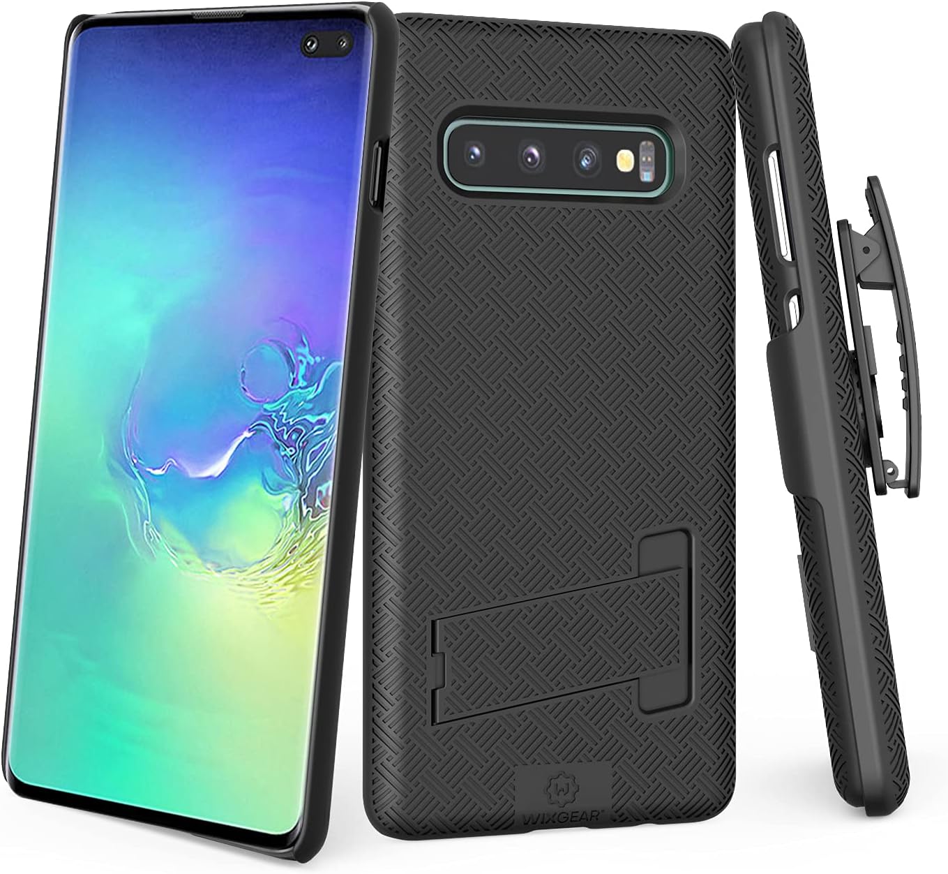 WixGear Shell Holster Combo Case for Samsung Galaxy S10 Plus Holster with Stand and Belt Clip (for S10 Plus Only)