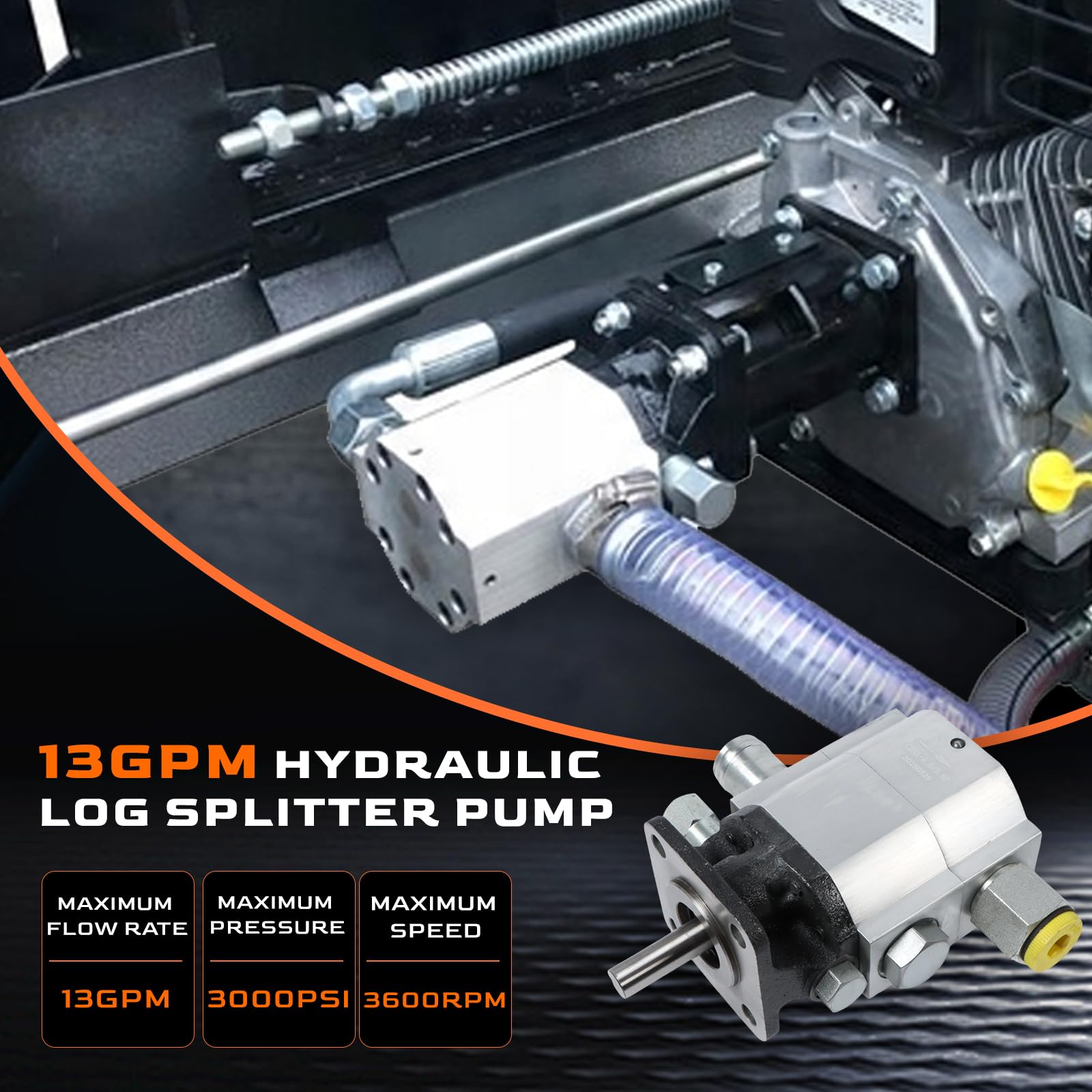 Pompa idraulica spaccalegna a 2 stadi da 13 GPM - 3000 PSI Porte NPT 1" Pompa idraulica a ingranaggi per spaccalegna e lavorazione del legno | Adatto a motori da 5,5 a 7,5 HP
