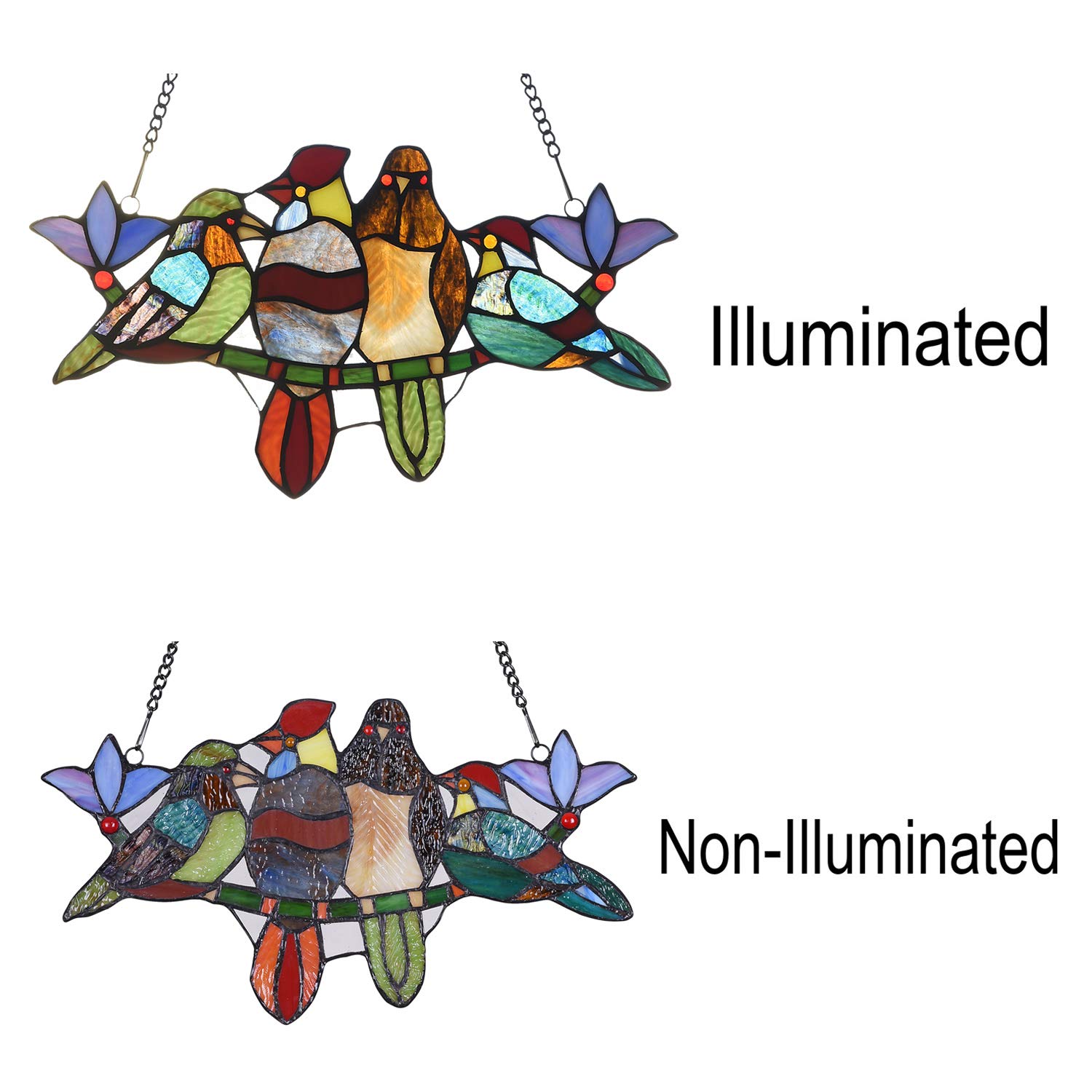 Capulina Buntglas-Vogel-Geschenke auf Ast, Fensterbehang, Tiffany-Stil, traditionelles Kunsthandwerk, Sonnenfänger für Oma, Mutter, Heimdekoration, Geschenke