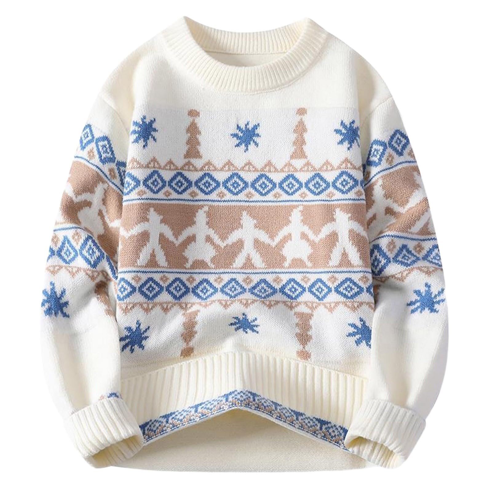 Genérico Jerseys Navideños Hombre, Jerseys Hombre Lana Cuello Redondo Sudadera Manga Larga Xmas Divertido Estampado 3D De Navidad Feo Jersey De Punto para Navidad