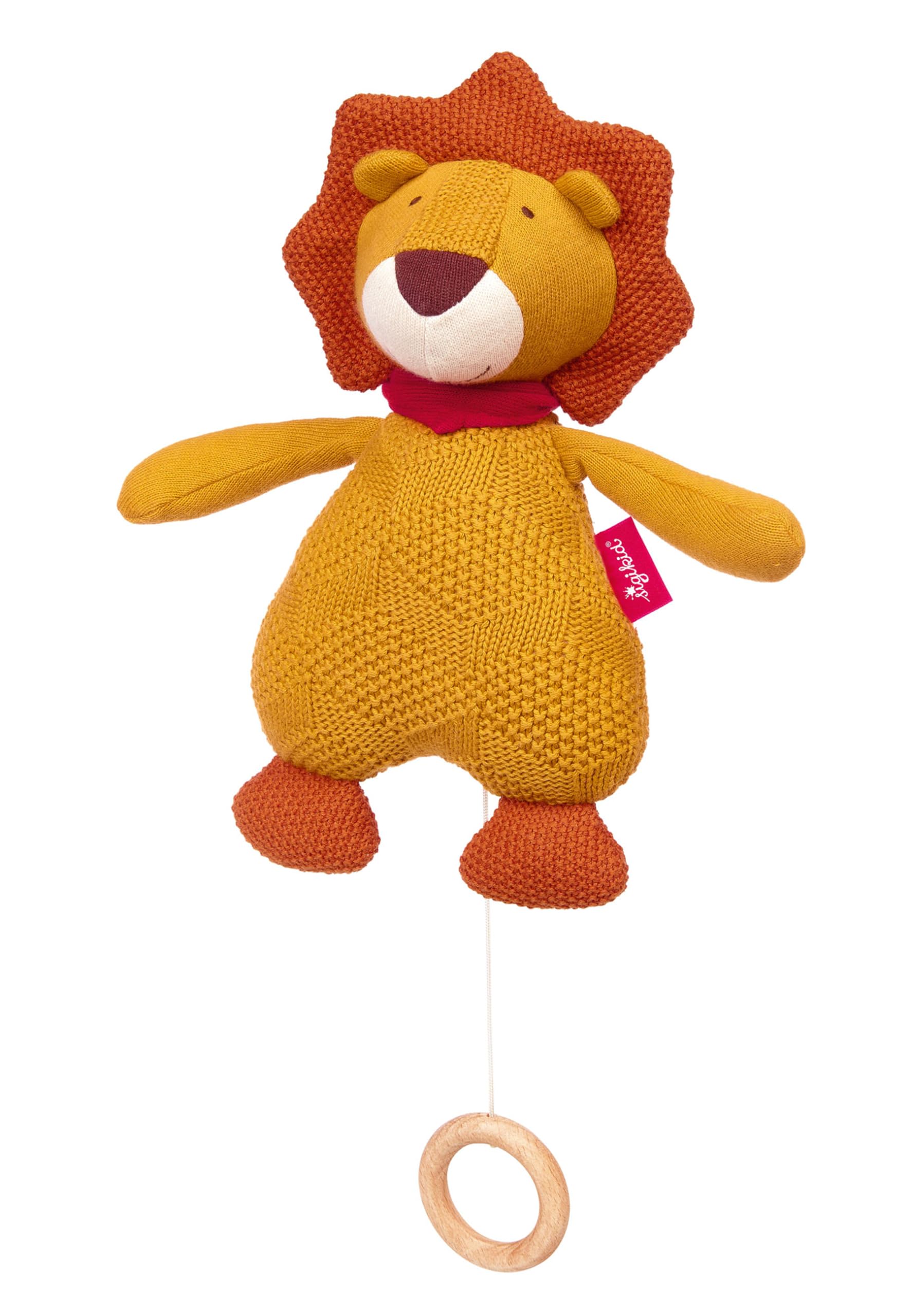 SIGIKID 39688 - Carillon a forma di orso lavorato a maglia, con famosa melodia di ninna, lavabile, meccanismo intercambiabile, per neonati e bambini dalla nascita, arancione, 26 x 16 x 7 cm