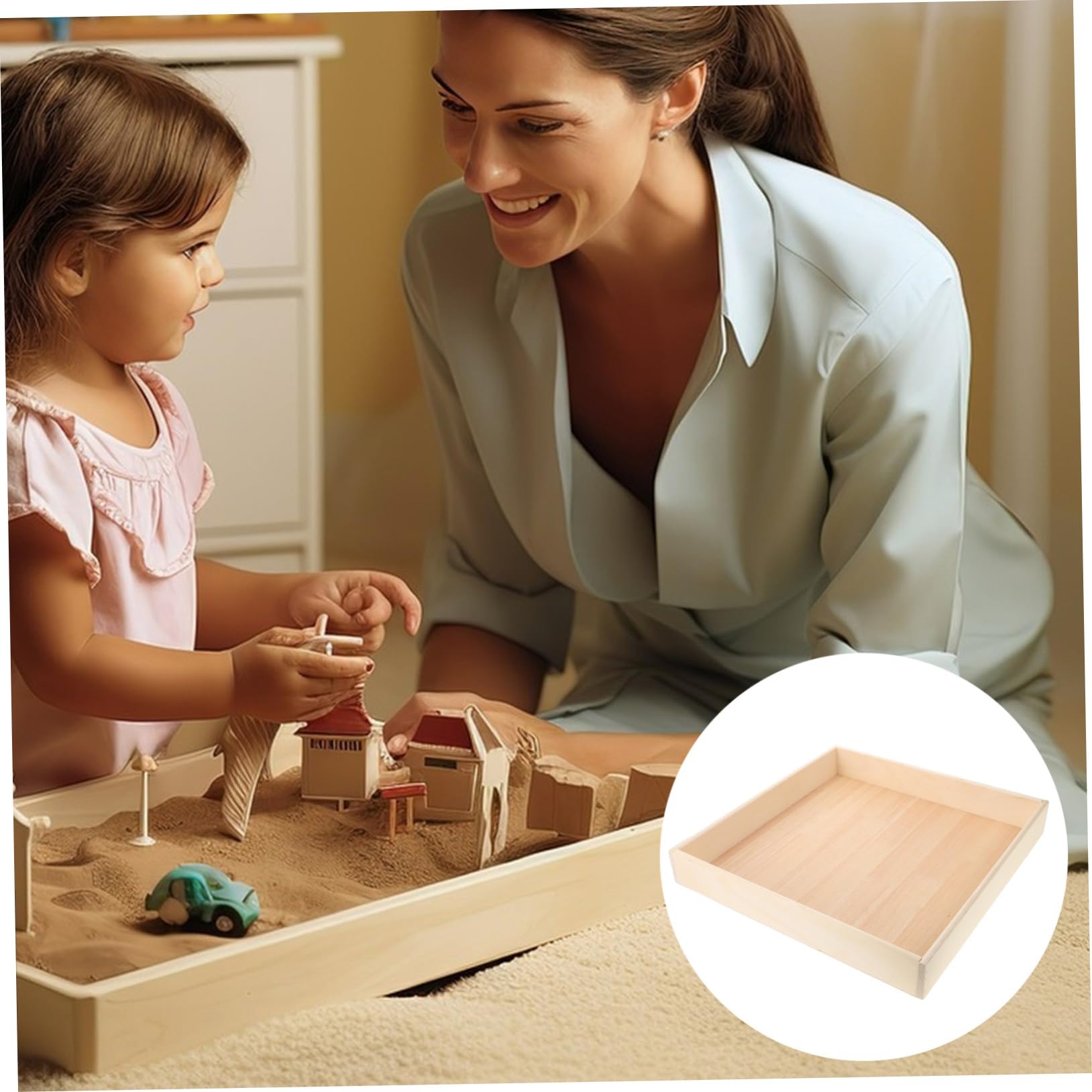 TOYANDONA Sandbox Portatile Legno Per Ragazzo Ragazza Sabbiere Per Attività Indoor e Outdoor Gioco Creativo e Sicuro Design Elegante e Compatto