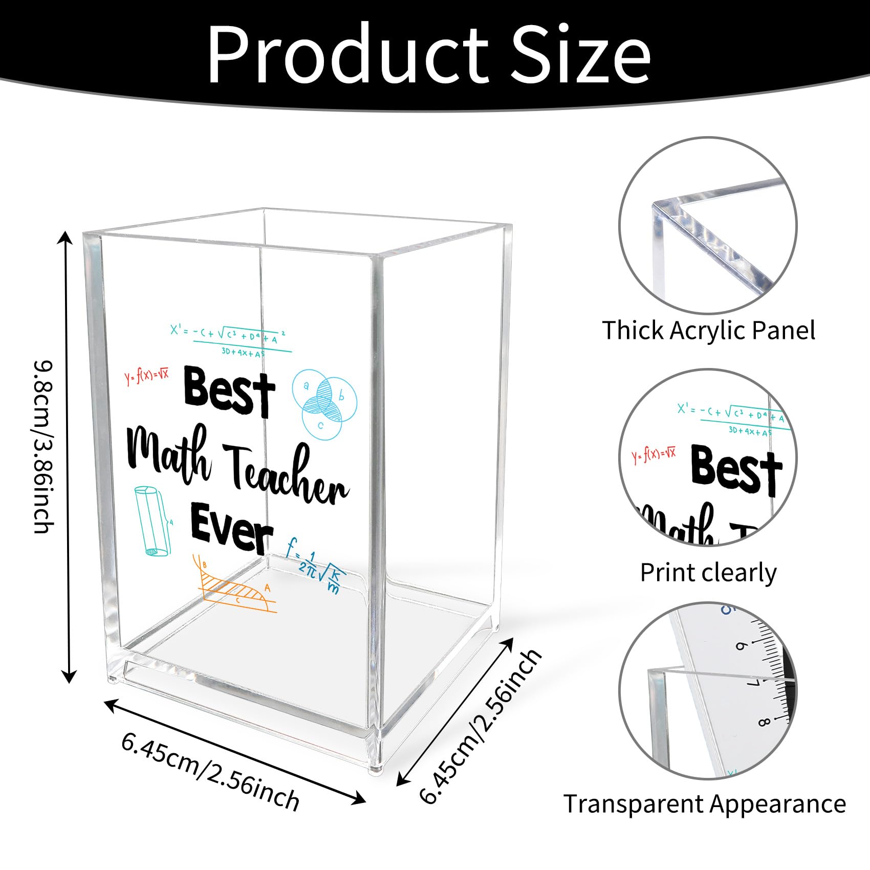 Math Teacher Appreciation Gifts Thank You Acrylic Pencil Bookmark Holder Pen Cup Math Teacher Gifts Mothers Day Teachers Day Christmas Birthday End of Year Gift Back to School Office Desk Organizer