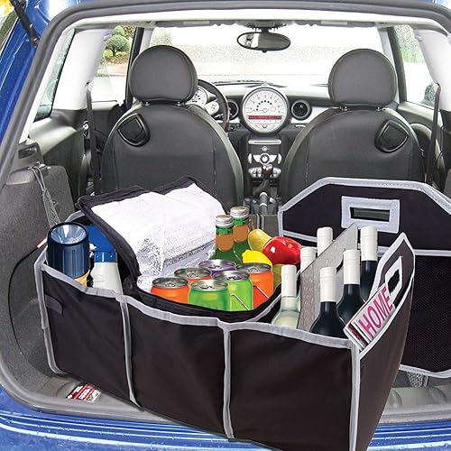Miniatura 4 de USA CASH AND CARRY - Organizador de maletero plano plegable 2 en 1, juego de 2 piezas para coche, SUV, camión, color negro PrimeTrendz