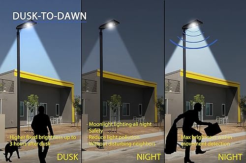 Miniatura 5 de Energía solar del anochecer al amanecer de aluminio negro al aire libre integrado LED AI-SSmart Sensing 1600 lúmenes CREE Area Path Luz de