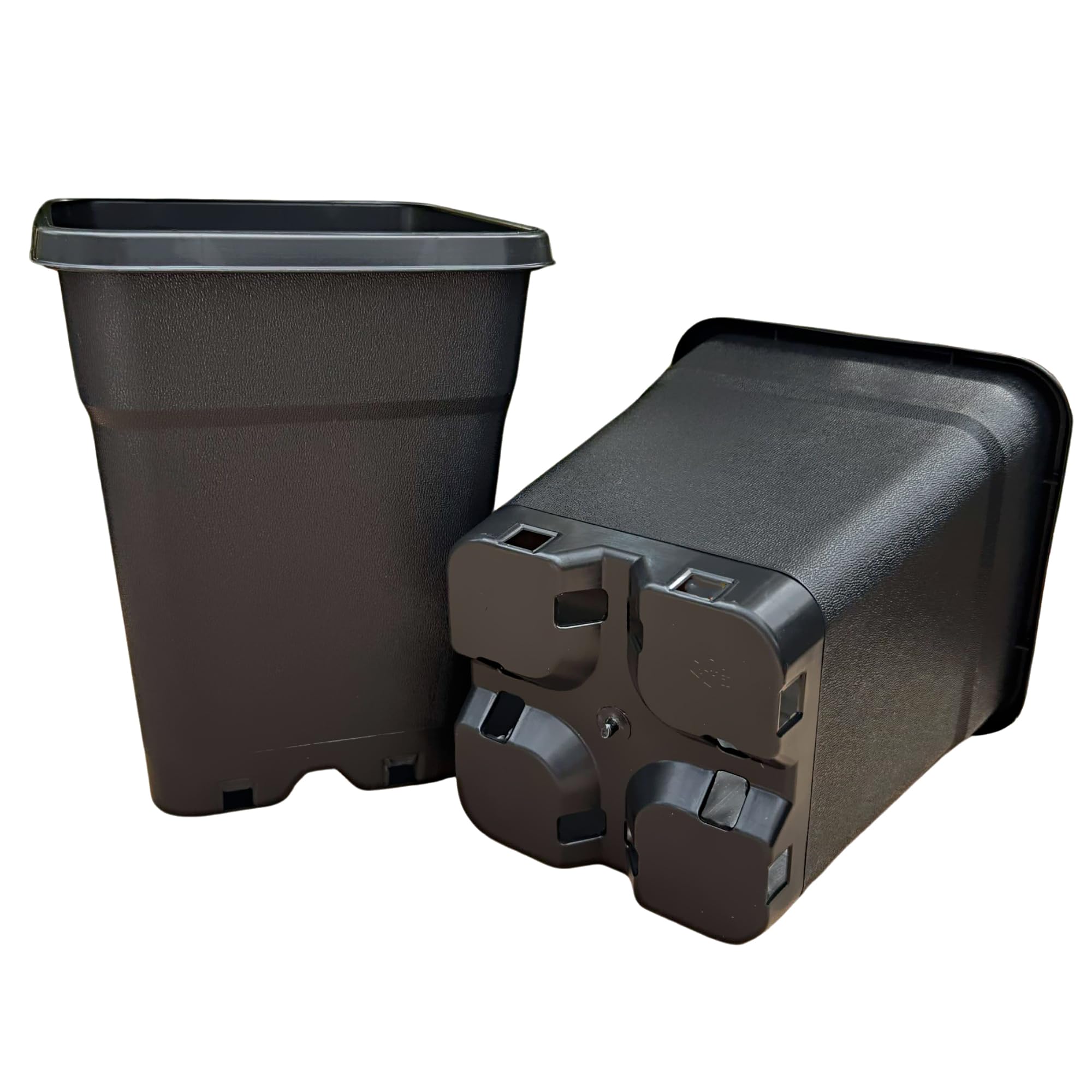 Growcery Heavy Duty Square Plastic Plant Pots - Extra Thick Sturdy Black Nursery Containers for Indoor Outdoor Gardening, Available in 0.5L, 1L, 2L, 3.5L, 5L, 6.5L, 7L, 11L, 14L, 18L & 25L (5, 11L)