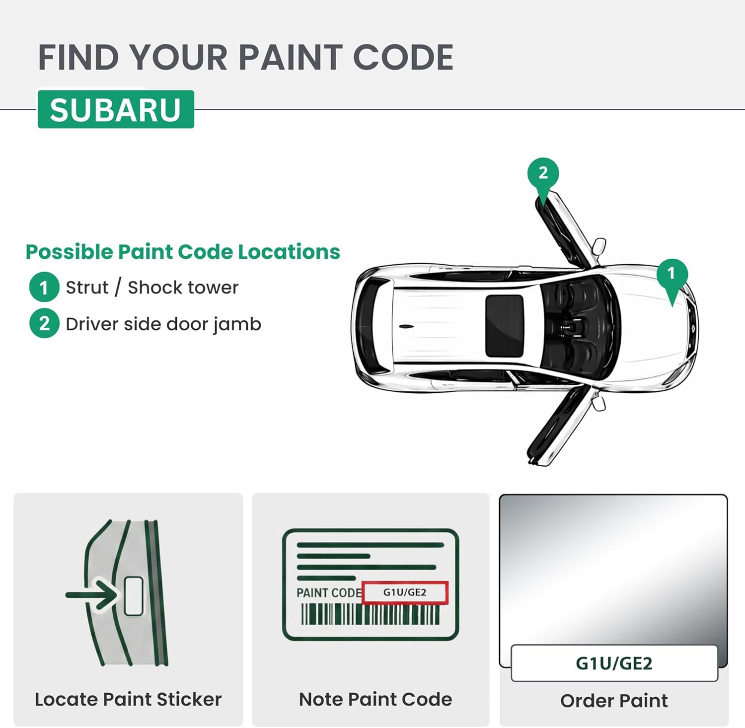 ERA Paints - G1U/GE2 - Ice Silver Metallic for SUBARU Exact OEM Color Match Automotive Touch Up Paint for Cars - Scratch & Chip Repair for Metal & Plastic - Premium Kit - Made in USA