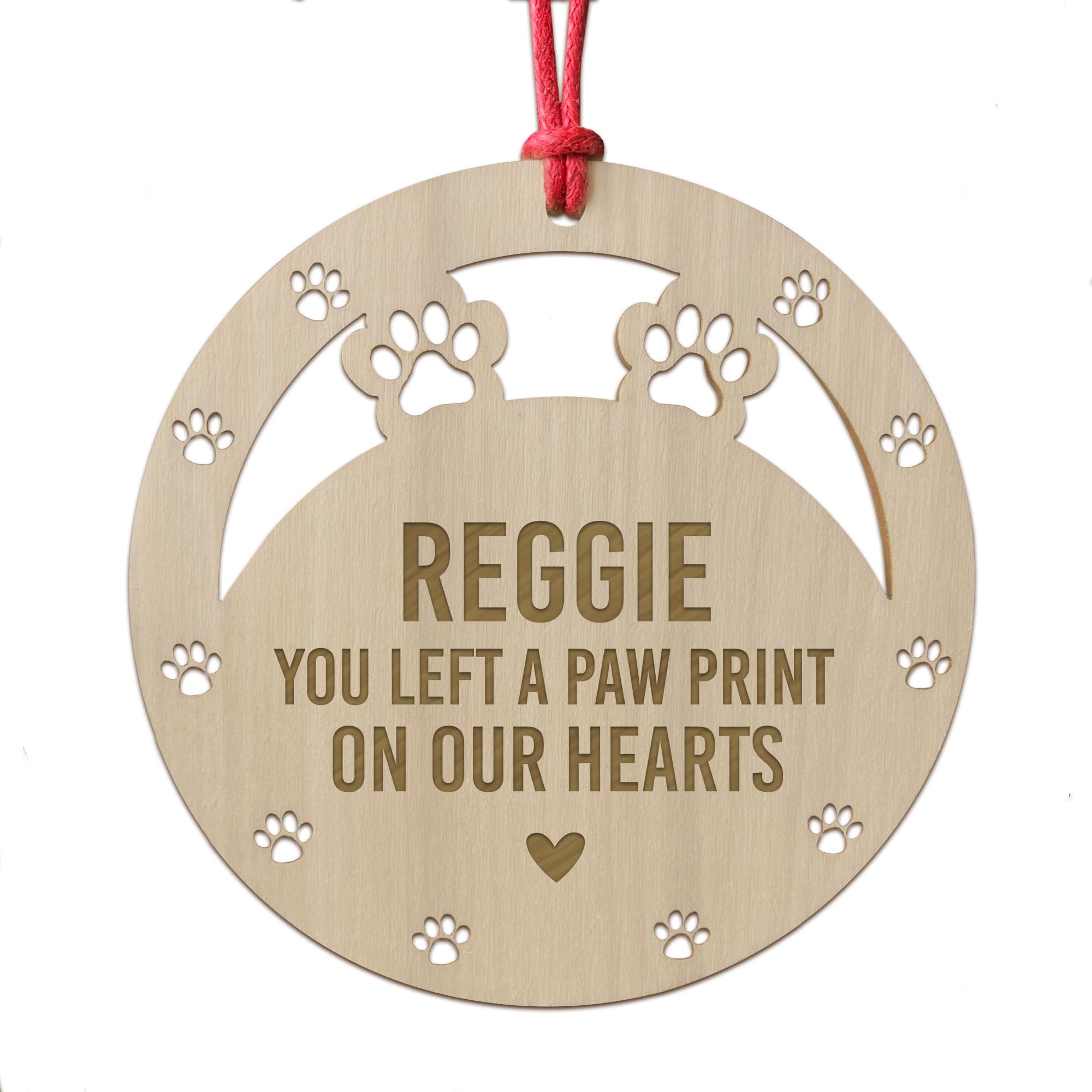 Red Ocean Personalised Wooden Cat Dog Memorial Christmas Tree Decoration Engraved Bauble Keepsake Gift For Family