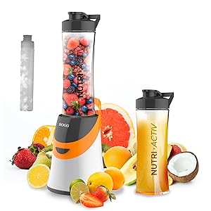 Sogo Batidora de Vaso para Verduras y Frutas 0.6L - Licuadoras para Zumos y Batidos con Jarra Libre de BPA de 350W - Batidora Portátil Multifuncional – Licuadora con Sistema de Bloqueo con Interruptor
