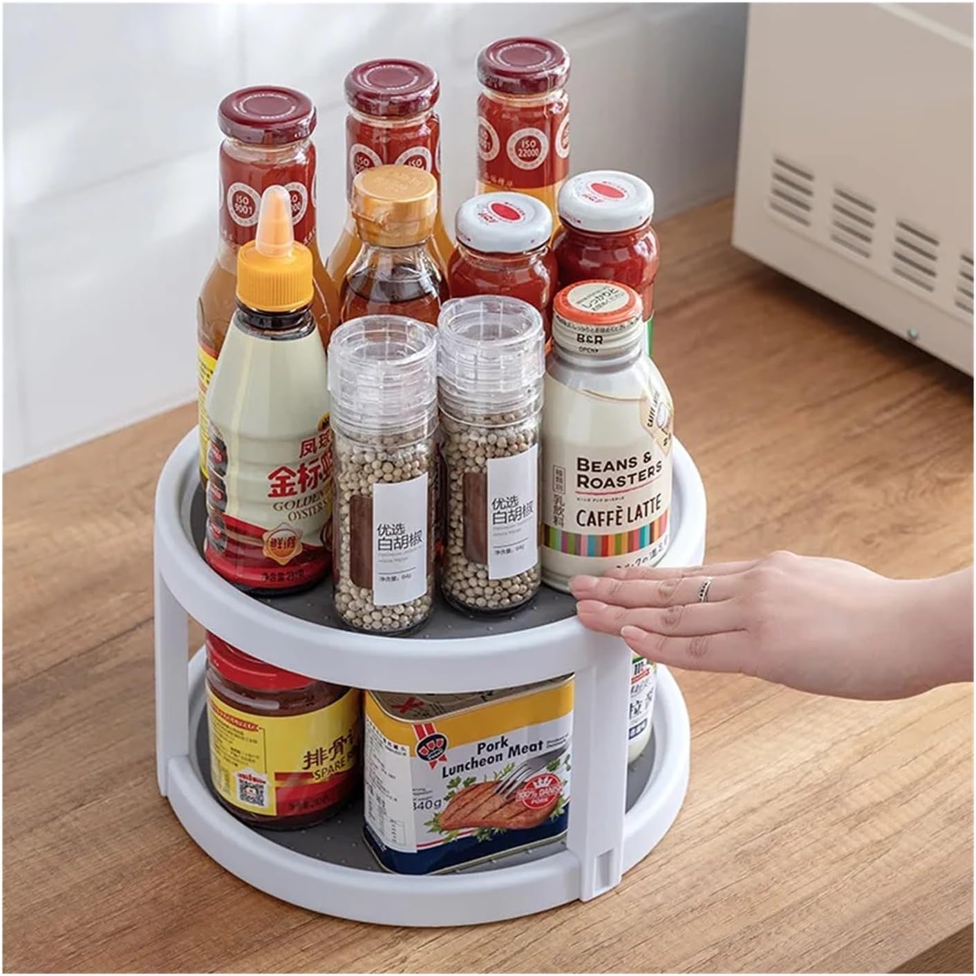 2/4個 360度回転式 滑り止め キッチン調味料 回転式収納ラック 食器