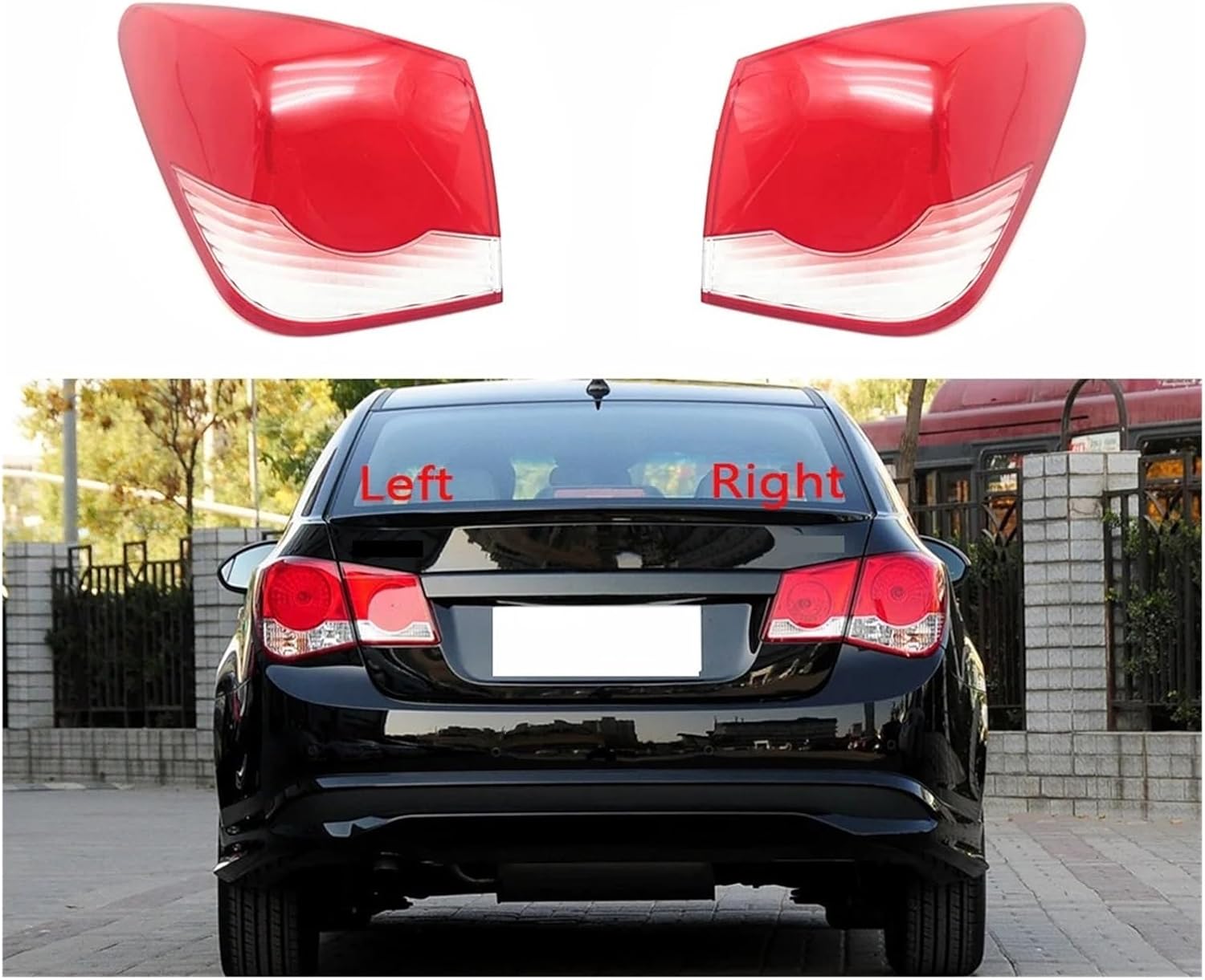 Compatible For Chevrolet Cruze 2009 2010 2011 2012 2013 2014 Car Rear Taillight Shell Brake Lights Shell Replace Auto Rear Shell Cover Mask(Outside A Pair)