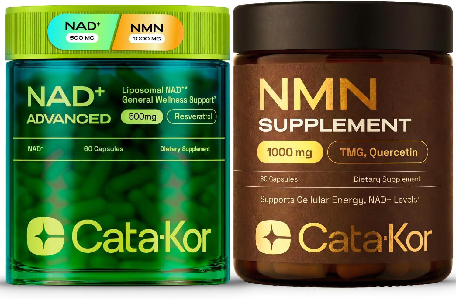 Cata-Kor NMN Supplement 1000mg & Liposomal NAD+ Supplement with Resveratrol – Supports Cellular Energy & NAD+ Levels – Third-Party Tested