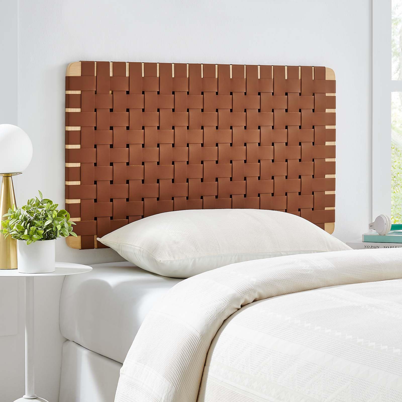 Amazon.com - Modway Sparta Vegan Leather Weave Twin Headboard in