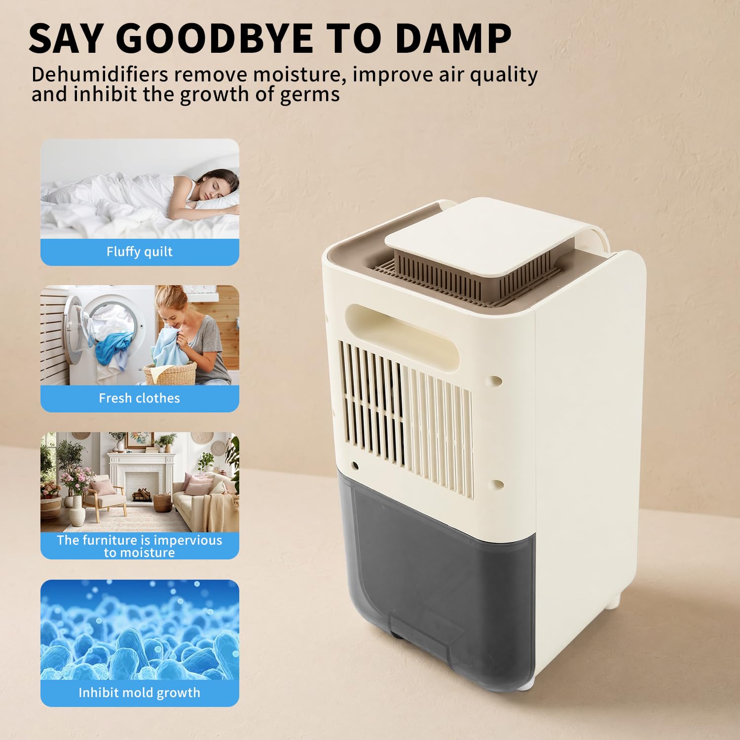 Generic US 1.5L Deshumidificador de aire interior con temporizador y luz eléctrica