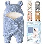 Nunibum Baby Swaddle Blanket Boys Girls Cute Bear Plush Essential Receiving Blanket Ultra-Soft Newborn Registry Sleeping Wraps for Infant 0-6 Months - Blue