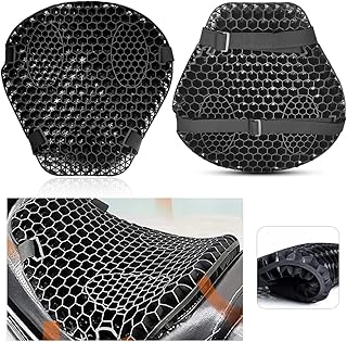 Bascet Motorcycle Seat Cushion Gel Shock Absorption 3D Honeycomb Mesh Motorbike Seat Pad Quick-drying Protective Ride Saddle Seat Cover Waterproof Motorbike Cushion Pad for Scooter E-Bike vrz(black)