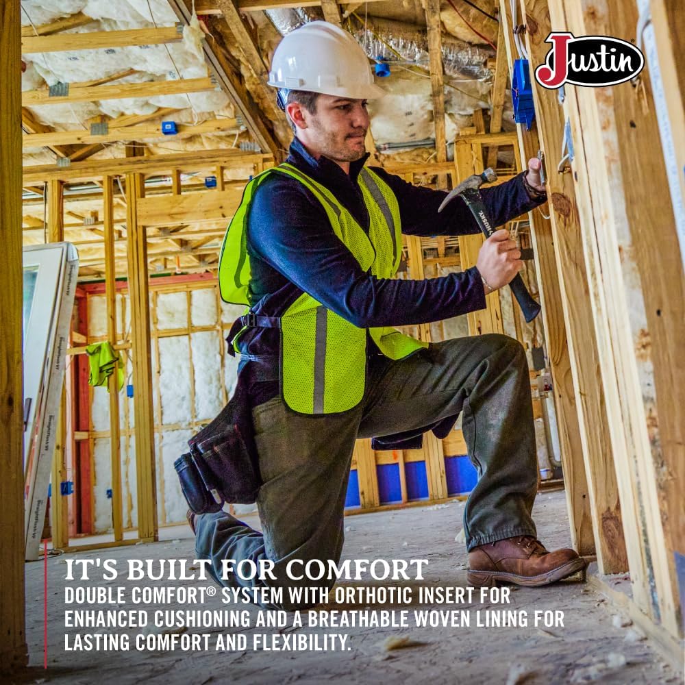 Justin Conductor 8" Work Boot for Men - Durable Leather, Slip-Resistant Sole, Double Comfort Insole - Image 4