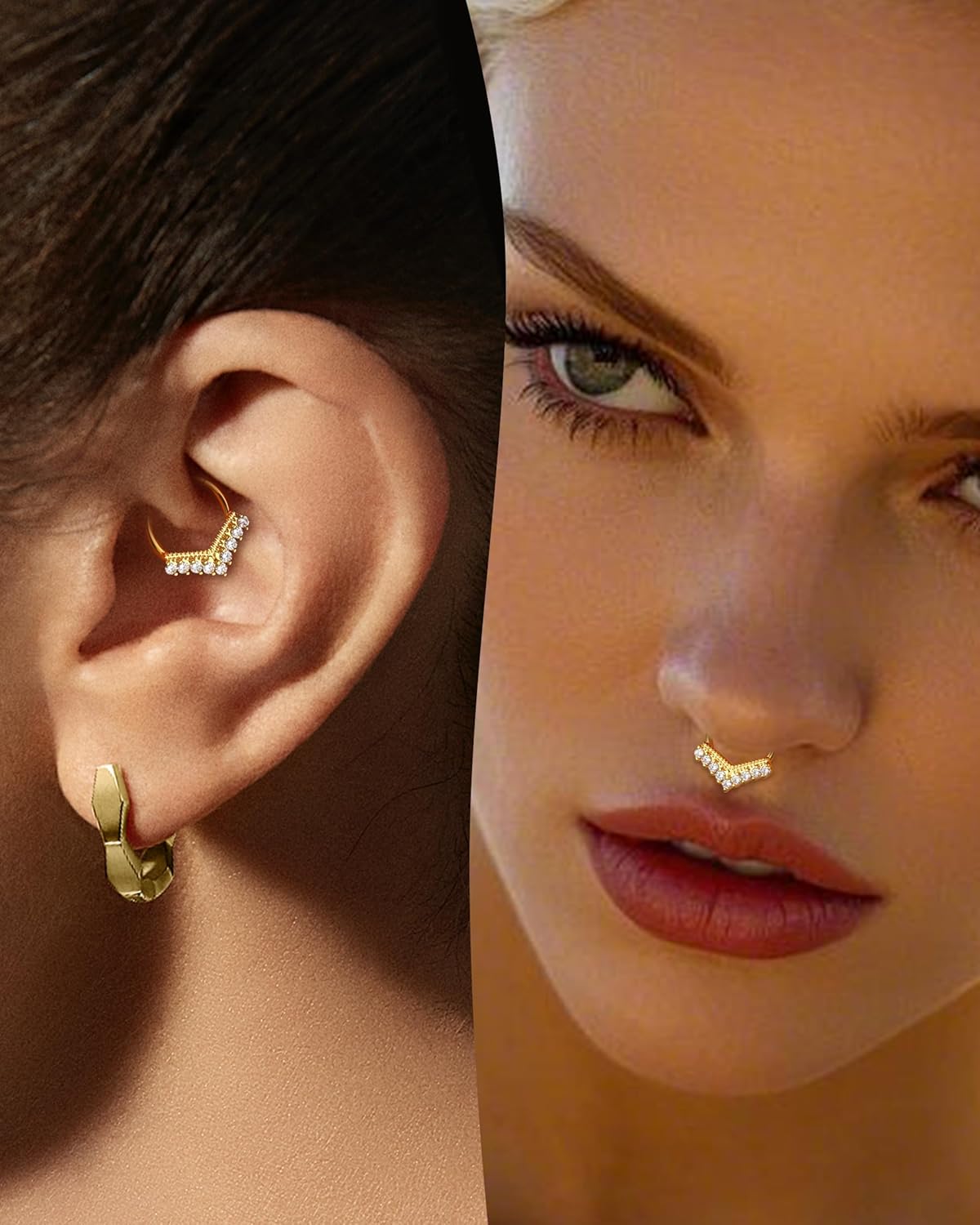 COCHARM Septum Rings, 16G Indian Septum Jewelry, Surgical Steel Helix Daith Earrings for Women, Clear CZ Daith Rook Piercing Jewelry - Image 2