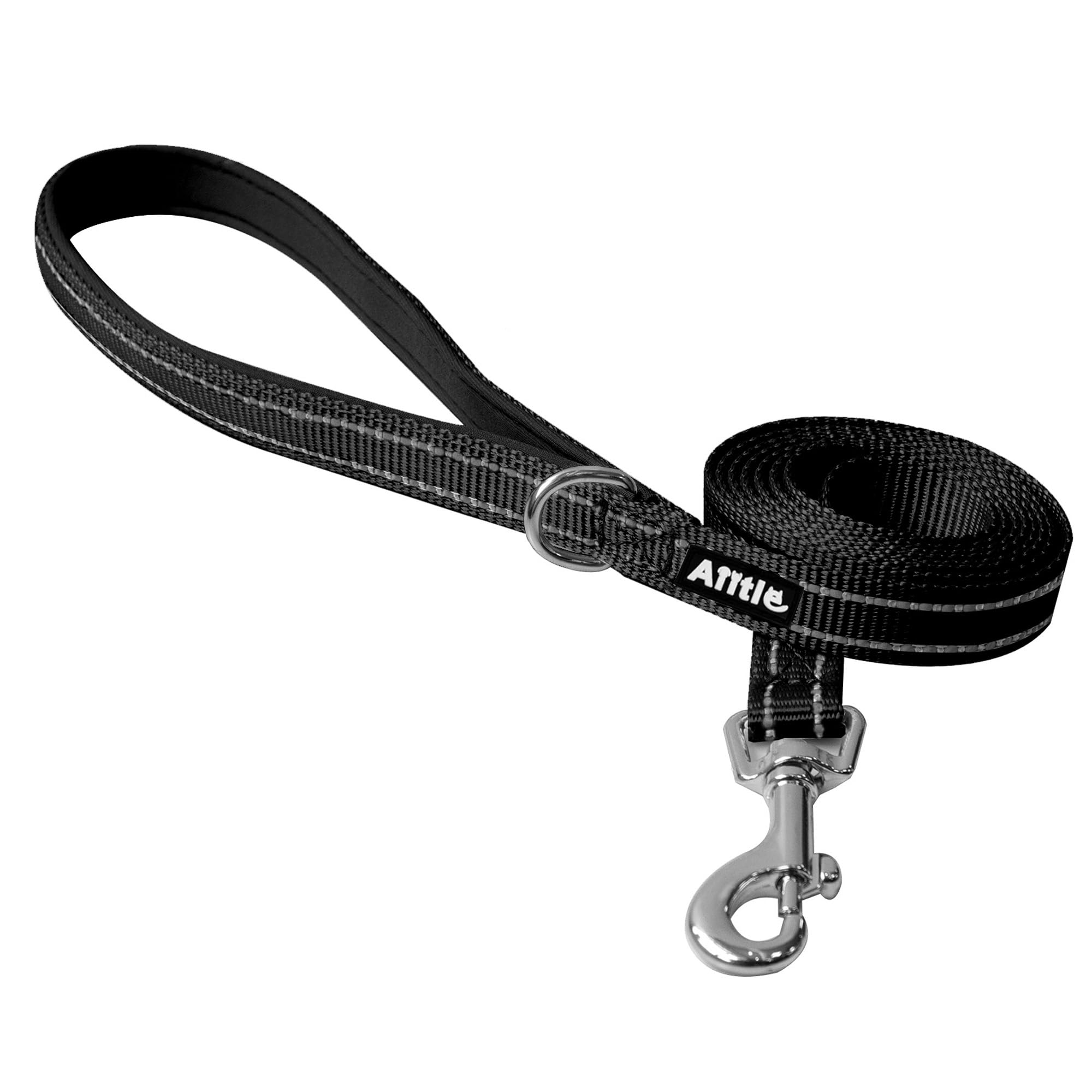 AIITLE Guinzaglio riflettente per cani piccoli/medi 5ft - Nero | nylon con impugnatura imbottita per passeggiate, addestramento e corsa, antistrappo per cuccioli e razze piccole/medie