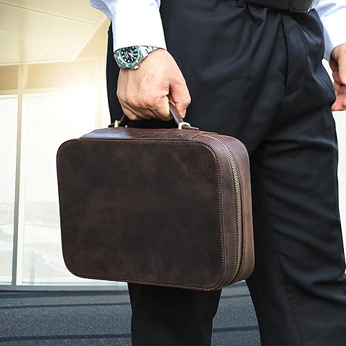 Miniatura 3 de Kit técnico de estuche organizador electrónico, cuero de grano superior, hecho a mano, portátil, compacto, accesorios electrónicos de viaje,