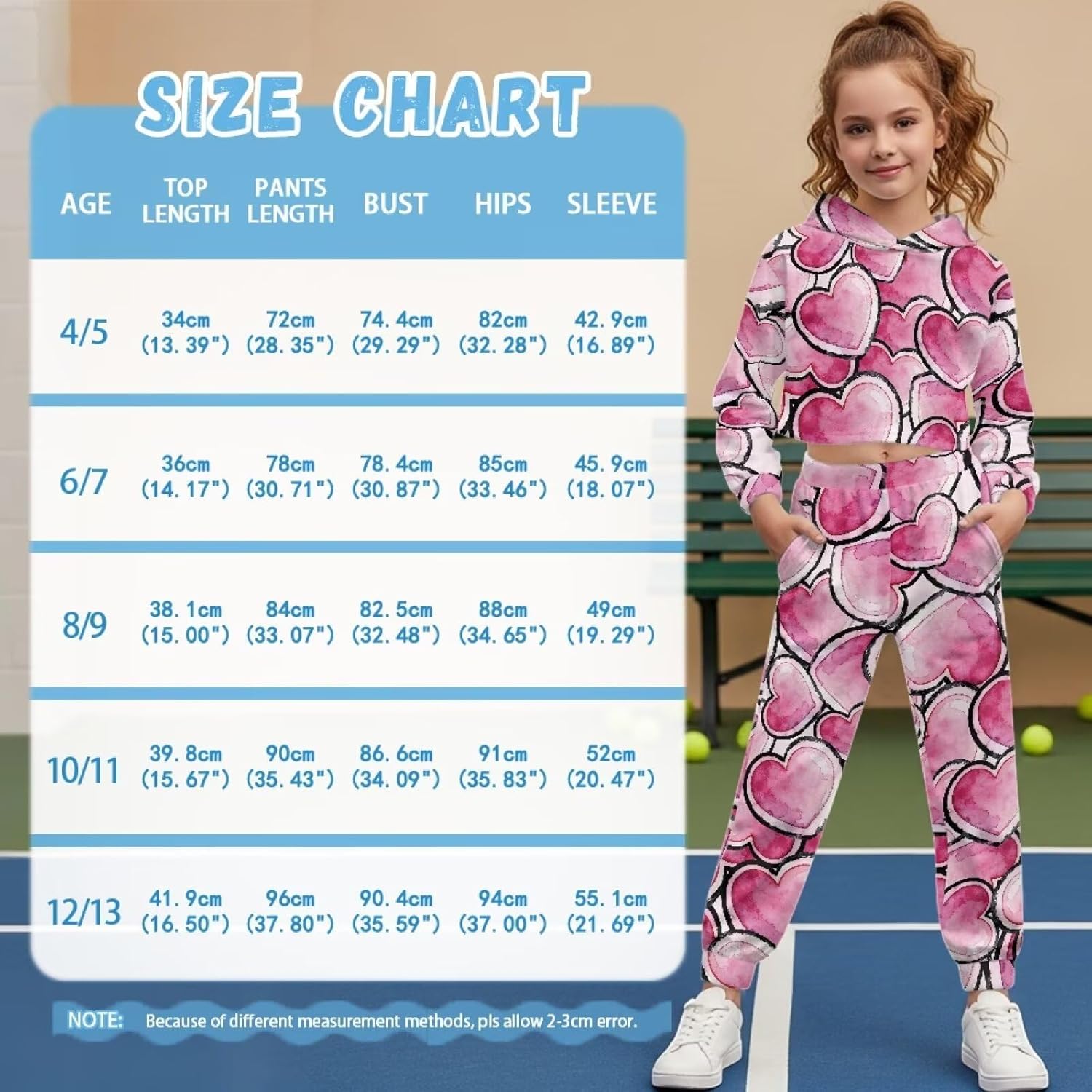 Girls Crop Athletic Hoodies, Long Sleeve Pull Over Crop Hoodie with Pocketed Tracksuit (4-13 Years)
