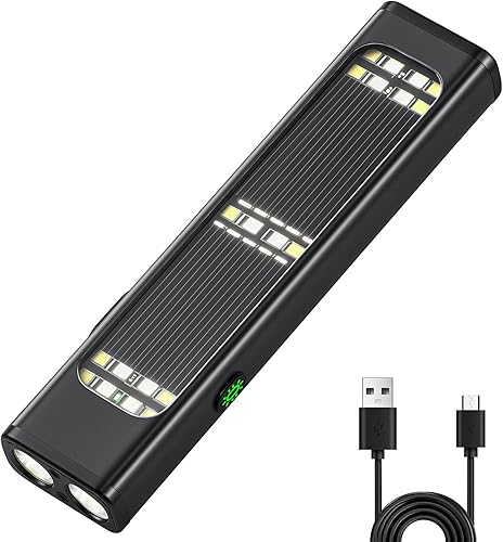 Miniatura 8 de Linternas planas solares/recargables, linterna táctica EDC de 900 lúmenes, linterna pequeña LED multifunción, 7 modos IP65 impermeable para el