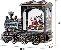 Vista 6 de GenSwin Linterna de Globo de Nieve Navideño Iluminada, Operada con Batería, Tren Musical de Papá Noel con LED de Agua Brillante con Temporizador