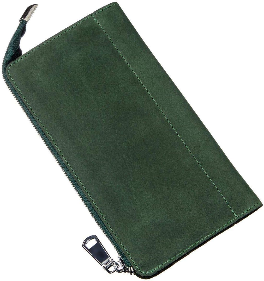 Shvigel Clutch for Men and Women - Checkbook Holder - Long Leather Bifold Wallet for Men - Vintage Green 16188