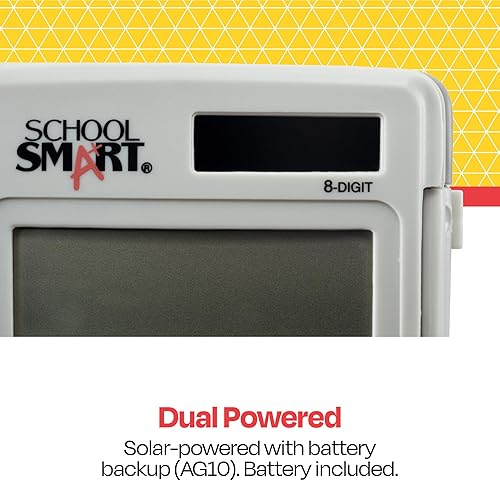 Miniatura 5 de School Smart Calculadora de bolsillo de doble potencia LCD de 8 dígitos, 2-7/8 x 3/8 x 4-5/8 pulgadas