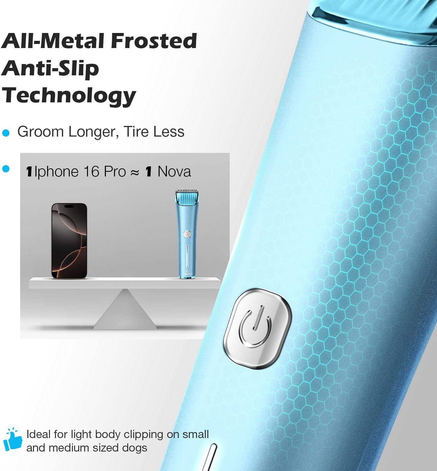 Professional Dog Grooming Clipper with Replacement Blade, 5-in-1 Adjustable A5 Blade Cordless Pet Grooming Kit 2 Speed Trimmer Hair Shaver with Detachable Metal Combs Nova for Animal Horse