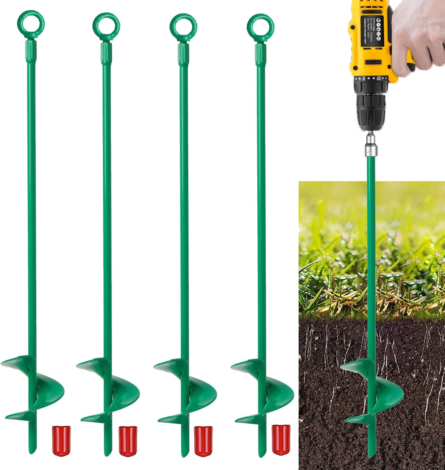 18inch Earth Ground Anchors, 4 Pack Heavy Duty Swing Set