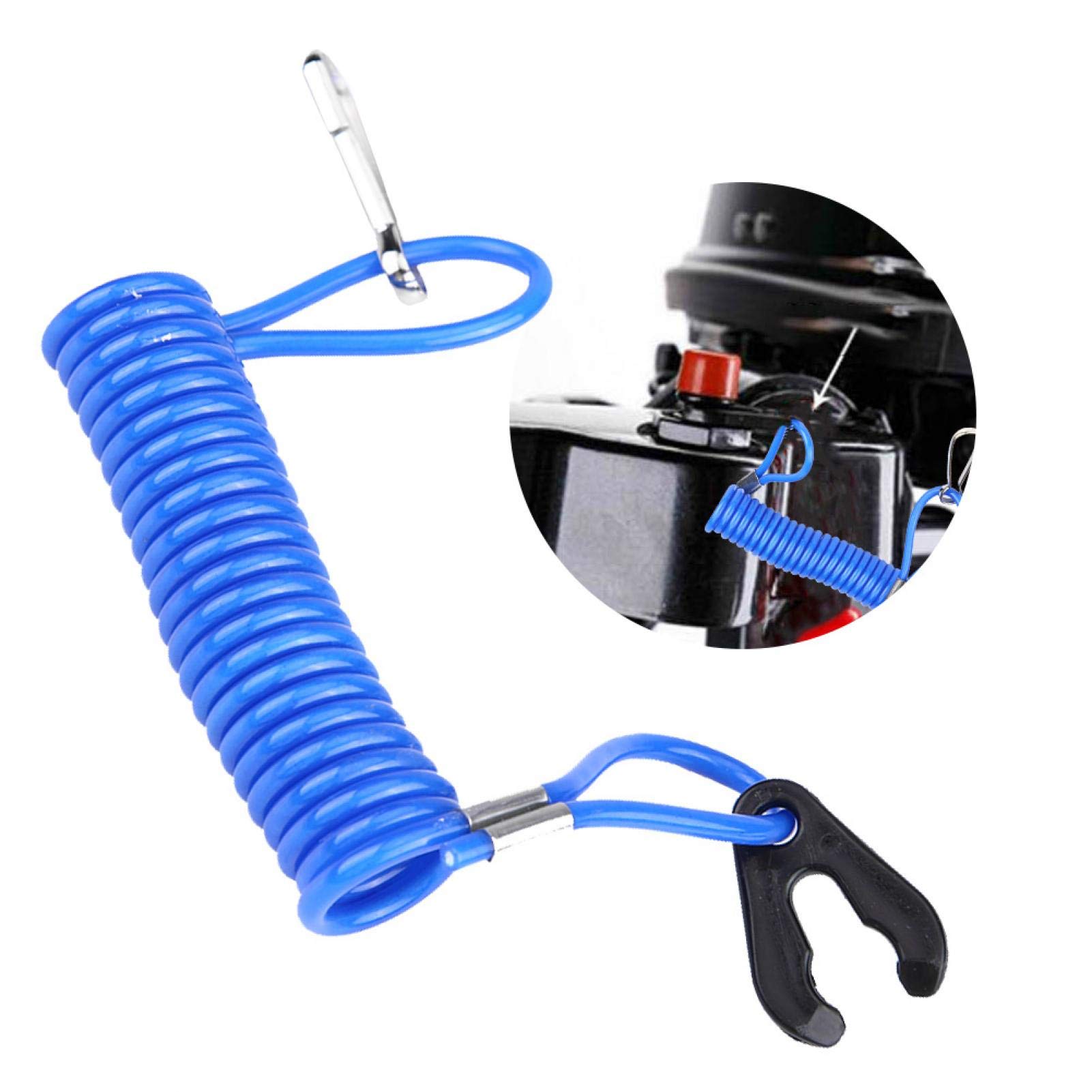 Chiavetta Sicurezza Barca + 2Pcs Set Chiavi Interruttore Arresto Motore Marino Cordino Blu