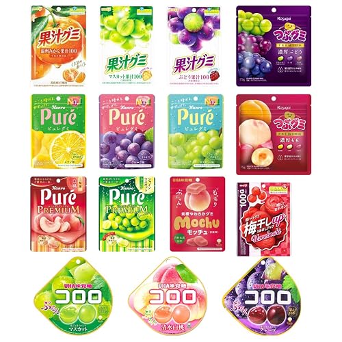 Japanese Gummy Candy Assortment 15 Pack Total 30.66oz(869g) – Fruity Variety with Peach, Grape, Muscat, Mikan & More – Soft Chewy Texture – Popular Japanese Snacks