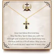 LOVEMY Baptism Gifts for Boys, Gold Cross Necklace for Boys, First Communion Easter Gifts