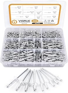 VIGRUE 495Pcs Aluminum Rivet Assortment Kit, Pop Rivets Blind Rivets 9 Sizes Assortment (495)