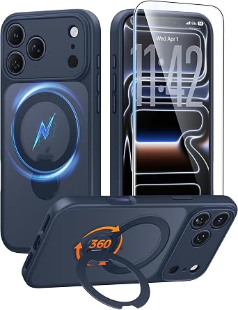 FNTCASE for iPhone 18 Pro Max/17 Pro Max Case with 360 Spin Magnetic Stand