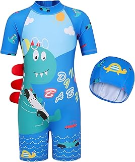 Marendyee Boys,Clothing,Swimwear,Shorts & Trunks Marendyee Boys Swimming Costume Sun Protection Swimwear One Piece Swimsuit Cartoon Short Sleeve Rash Guard Bathing Suit for Summer Beach Seaside